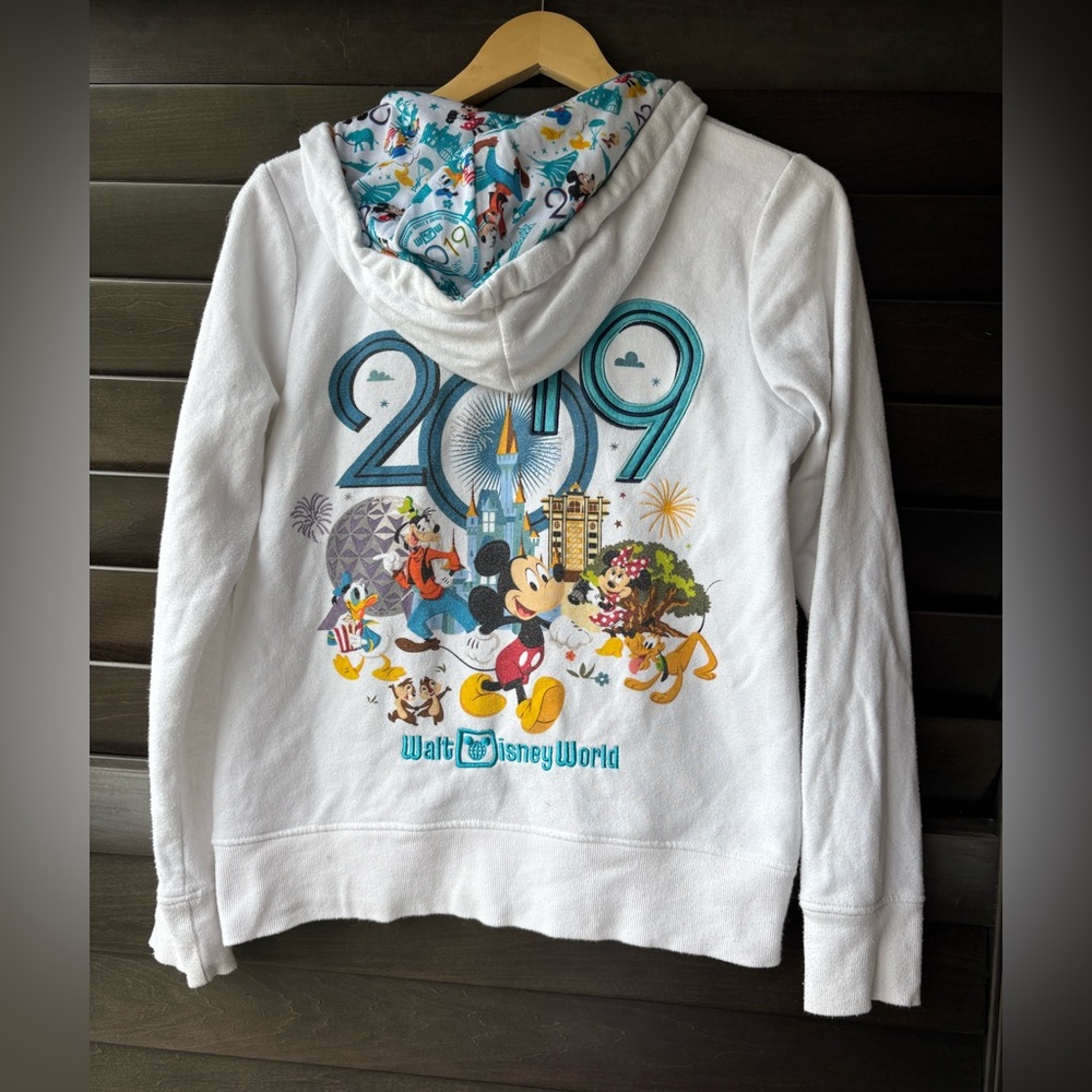 Disney Parks Child Small Walt Disney World 4 Parks White Zip Up Hoodie 2019